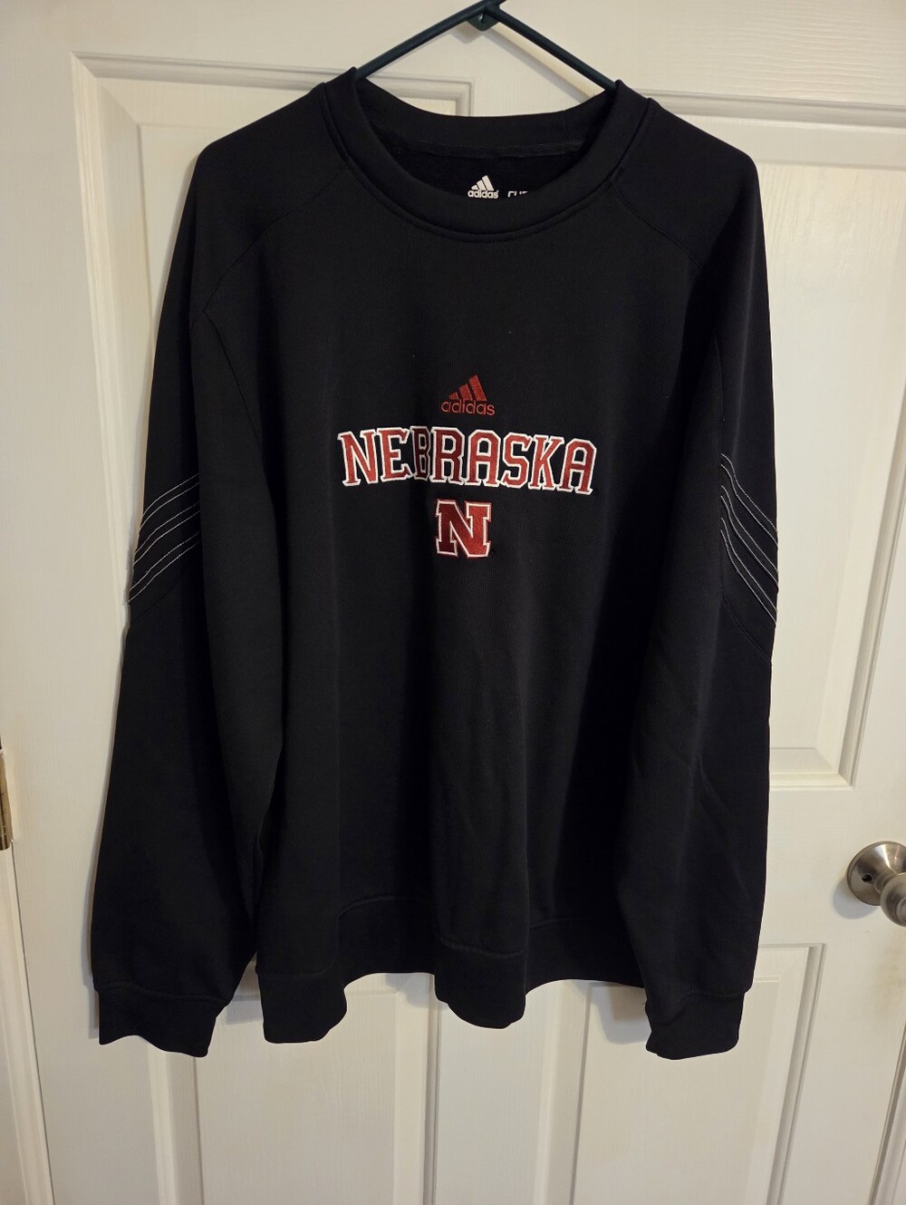 adidas Black Crewneck Sweatshirt with Red Nebraska Logo, XL